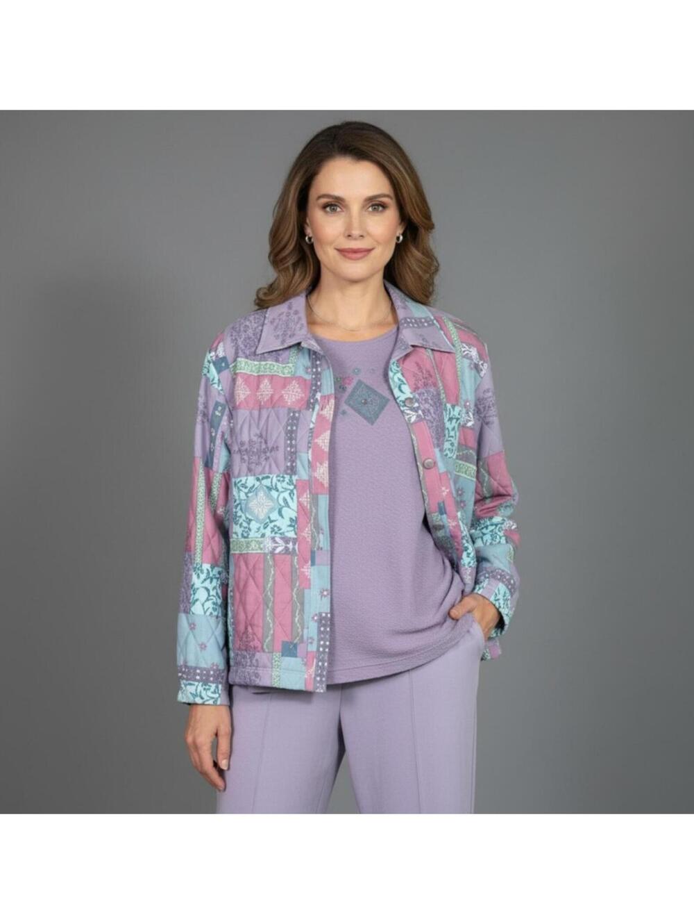 Graff Cottage Patchwork 3-Piece Set Button Up Quilted Jacket, Shirt, Pants Boho